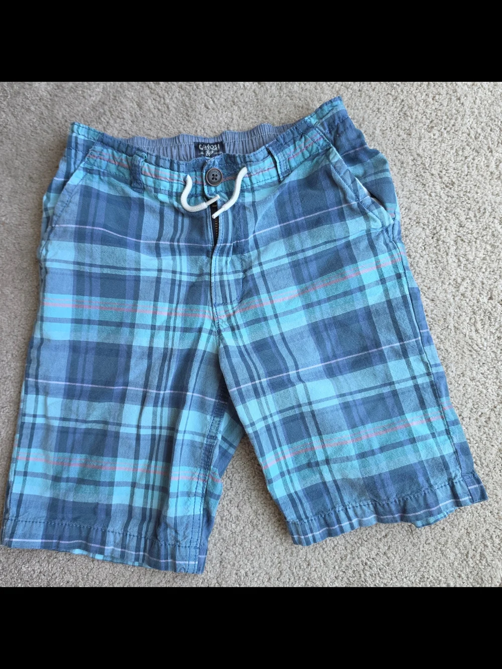 Kids OshKosh B'gosh Blue Plaid Cotton Shorts Size 10